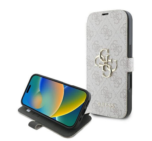 Guess 4G Metal Logo iPhone 16 Pro Max flip/oldalra nyíló tok, rózsaszín GUBKP16X4GMGPI – iPhone 16 Pro Max tok a Guess kínálatából | Domshop