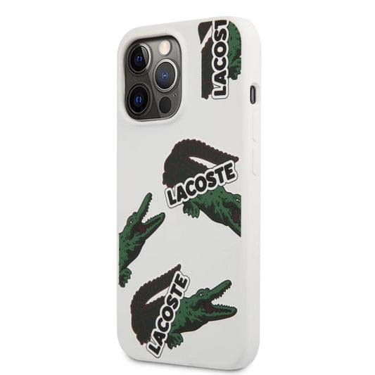 Lacoste Liquid Silicone Allover Pattern tok iPhone 13 Pro Max készülékhez fehér