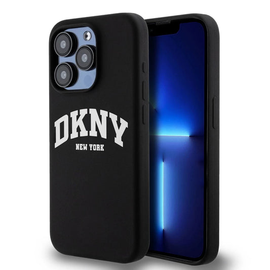 DKNY Liquid Silicone Arch Logo MagSafe tok iPhone 15 Pro készülékhez fekete