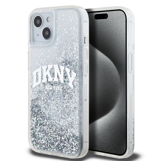 DKNY Liquid Glitter Arch Logo tok iPhone 15 készülékhez átlátszó