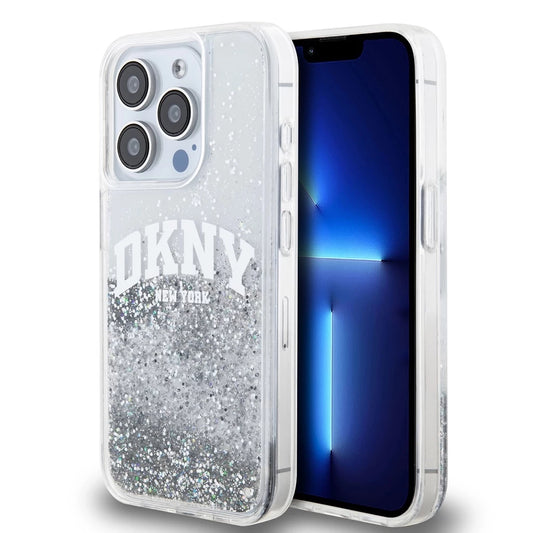 DKNY Liquid Glitter Arch Logo tok iPhone 15 Pro készülékhez átlátszó