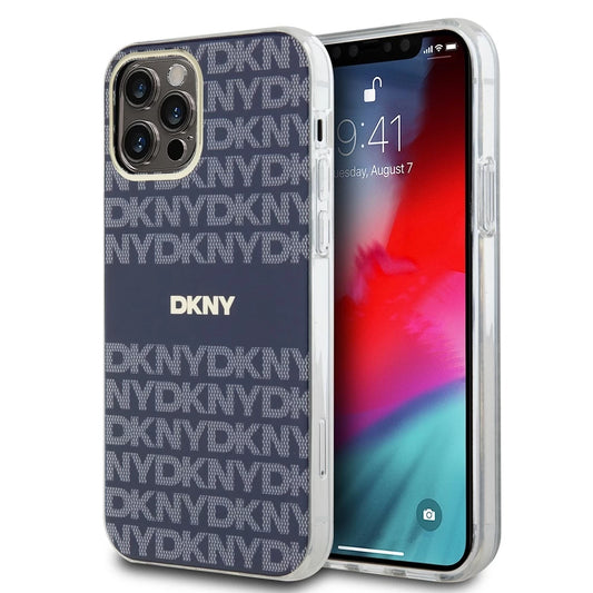 DKNY PC/TPU Repeat Pattern Tonal Stripe Magsafe tok iPhone 12/12 Pro készülékhez kék