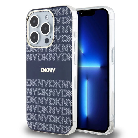 DKNY PC/TPU Repeat Pattern Tonal Stripe Magsafe tok iPhone 13 Pro Max készülékhez kék