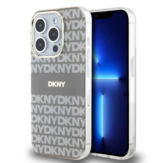 DKNY PC/TPU Repeat Pattern Tonal Stripe Magsafe tok iPhone 13 Pro Max készülékhez bézs