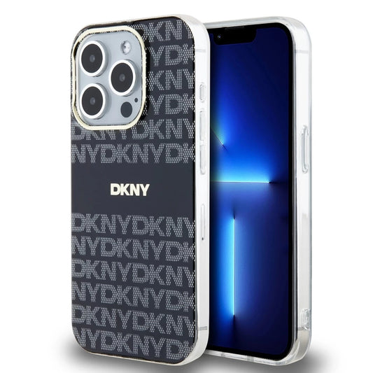 DKNY PC/TPU Repeat Pattern Tonal Stripe Magsafe tok iPhone 13 Pro Max készülékhez fekete