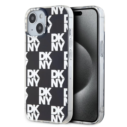 DKNY PC/TPU Checkered Pattern tok iPhone 15 készülékhez fekete