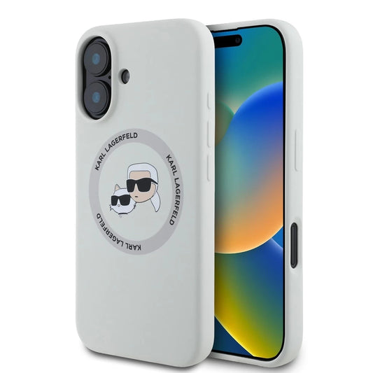 Karl Lagerfeld Liquid Silicone K&CH Heads MagSafe tok iPhone 16 készülékhez bézs