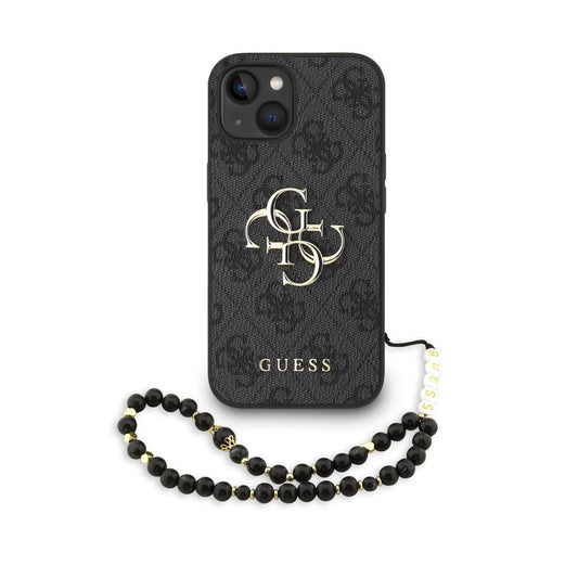Guess PU 4G Metal Logo Strap tok iPhone 15 készülékhez fekete