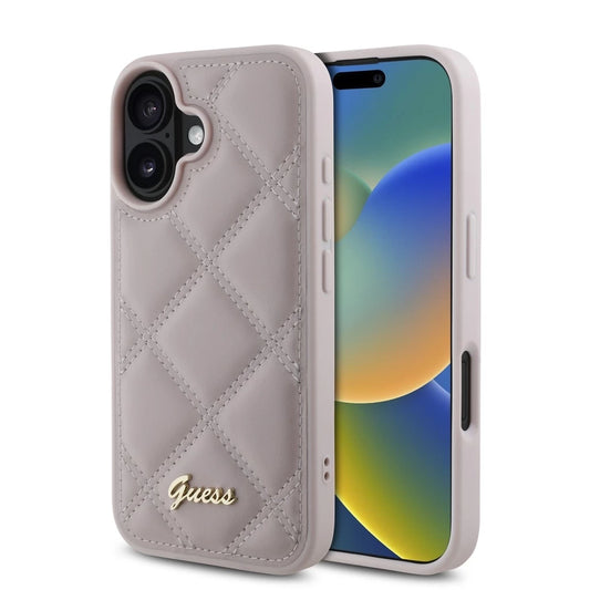 Guess PU bőr párnázott tok iPhone 16 készülékhez rózsaszín