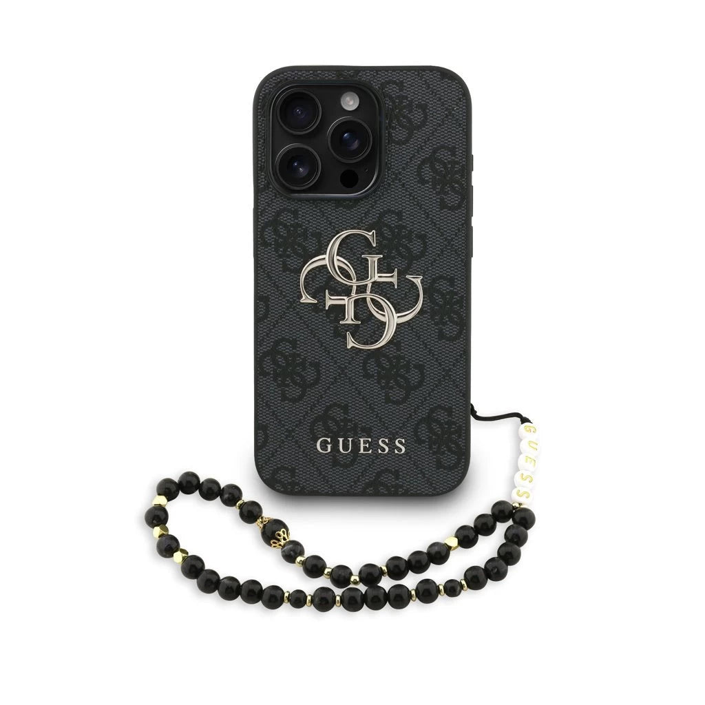 Guess PU 4G Metal Logo Strap tok iPhone 15 Pro készülékhez fekete
