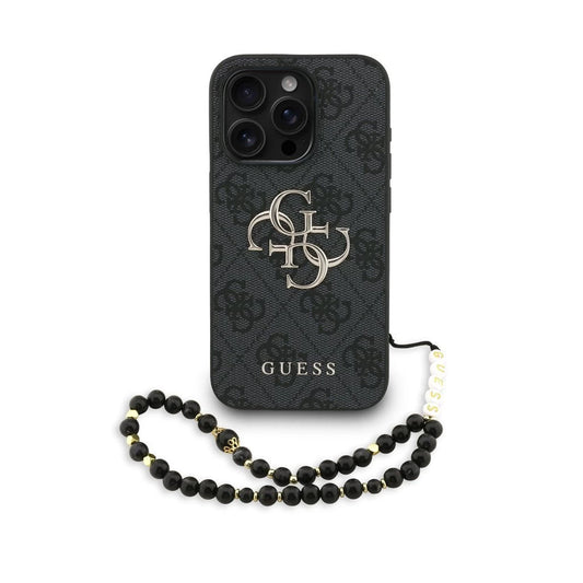 Guess PU 4G Metal Logo Strap tok iPhone 15 Pro készülékhez fekete