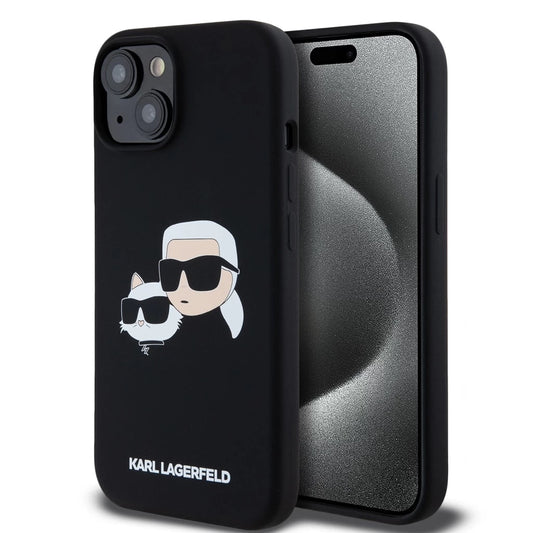 Karl Lagerfeld Liquid Silicone Double Heads MagSafe tok iPhone 15 készülékhez fekete