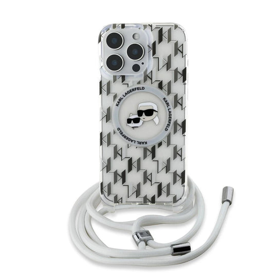 Karl Lagerfeld IML Monogram Crossbody K&CH Heads MagSafe tok iPhone 16 Pro készülékhez, átlátszó
