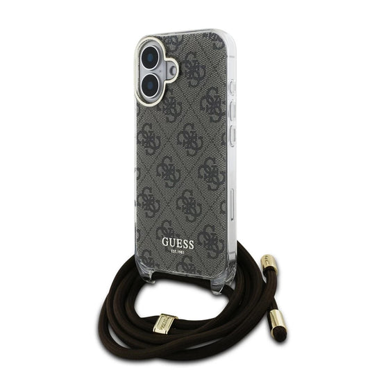 Guess IML 4G nyomtatott keresztpántos tok iPhone 16 készülékhez barna