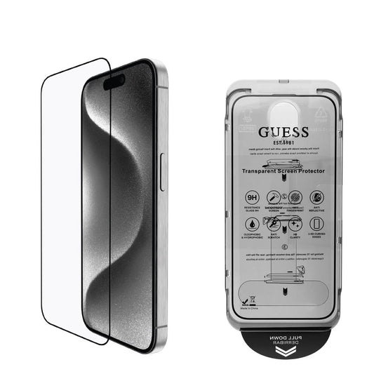 Guess kijelzővédő 2.5D iPhone 16 készülékhez fekete