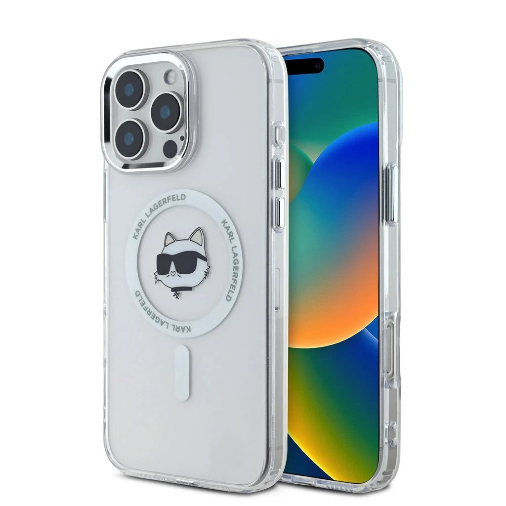 Karl Lagerfeld IML Choupette Head Metal Frame MagSafe tok iPhone 16 Pro Max készülékhez átlátszó