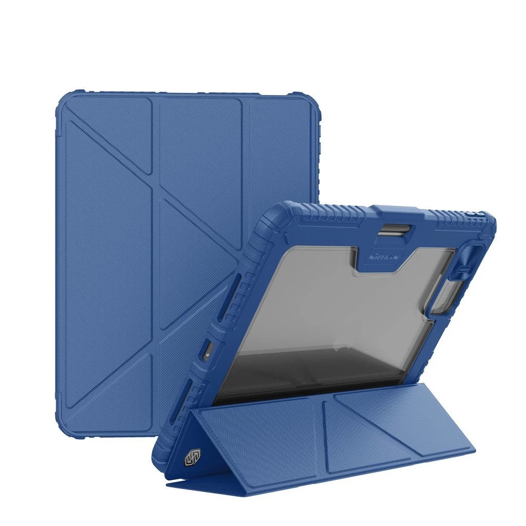 Nillkin Bumper PRO védő állványos tok, többszögben állítható – iPad Pro 12.9 (2020/2021/2022) és iPad Air 13 (2024/2025) készülékhez, zafírkék
