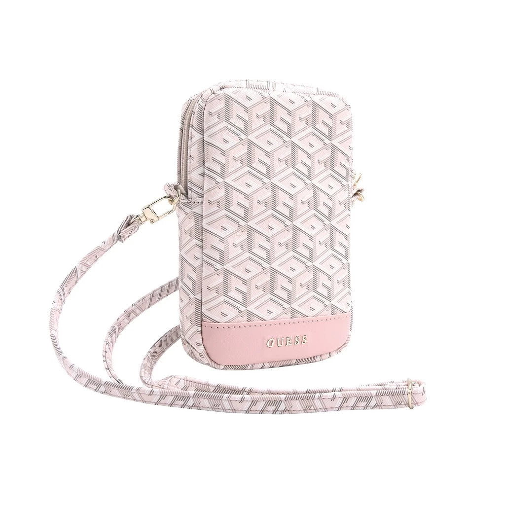 Guess PU G Cube cipzáros telefonos pénztárca táska rózsaszín