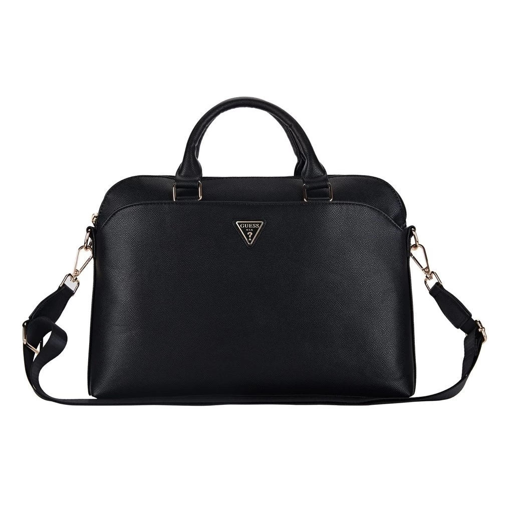 Guess PU barázdázott Triangle Logo laptop táska 13/14/15 fekete