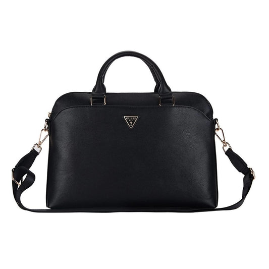 Guess PU barázdázott Triangle Logo laptop táska 13/14/15 fekete