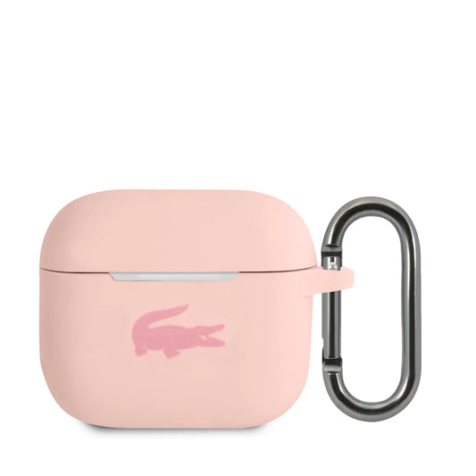 Lacoste Liquid Silicone Glossy Printing Logo tok Airpods 3 készülékhez rózsaszín