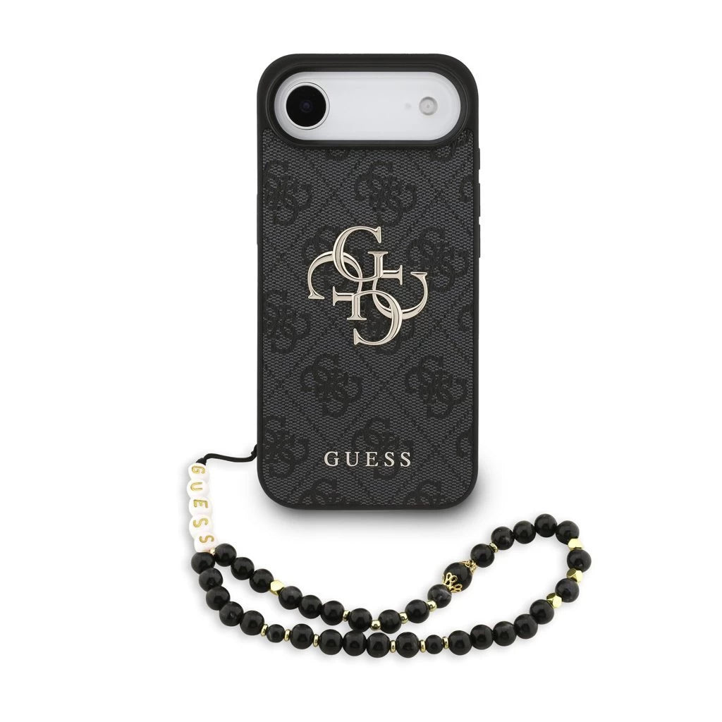 Guess PU 4G Metal Logo Strap hátsó tok iPhone 17 Air készülékhez fekete