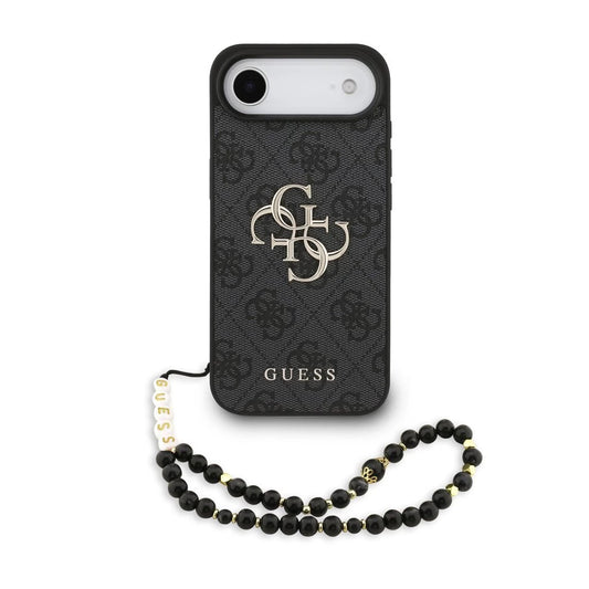 Guess PU 4G Metal Logo Strap hátsó tok iPhone 17 Air készülékhez fekete