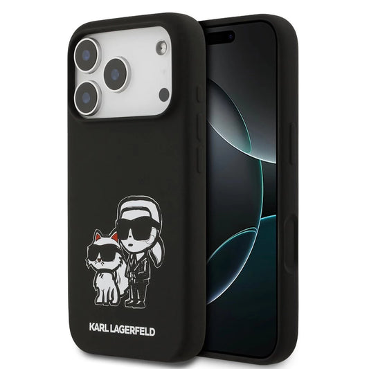 Karl Lagerfeld Liquid Silicone K&CH Sketch MagSafe hátsó tok iPhone 17 Pro készülékhez fekete