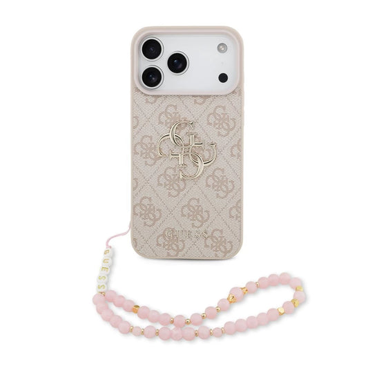 Guess PU 4G Metal Logo Strap tok iPhone 17 Pro Max készülékhez rózsaszín