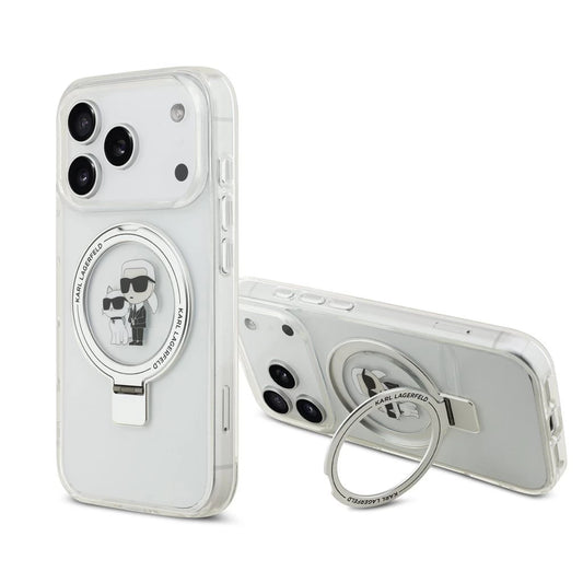 Karl Lagerfeld Ringstand Karl and Choupette MagSafe tok iPhone 17 Pro készülékhez fehér
