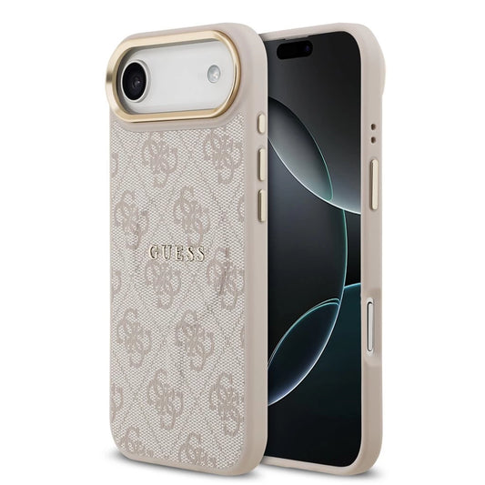 Guess PU bőr 4G Gold Frame MagSafe tok iPhone 17 Air készülékhez rózsaszín