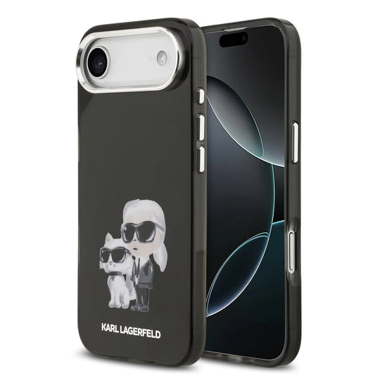 Karl Lagerfeld IML Aquarelle Karl and Choupette tok iPhone 17 Air készülékhez fekete