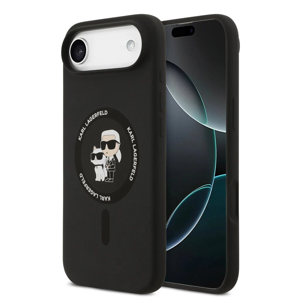 Karl Lagerfeld Liquid Silicone Karl and Choupette MagSafe tok iPhone Air készülékhez fekete