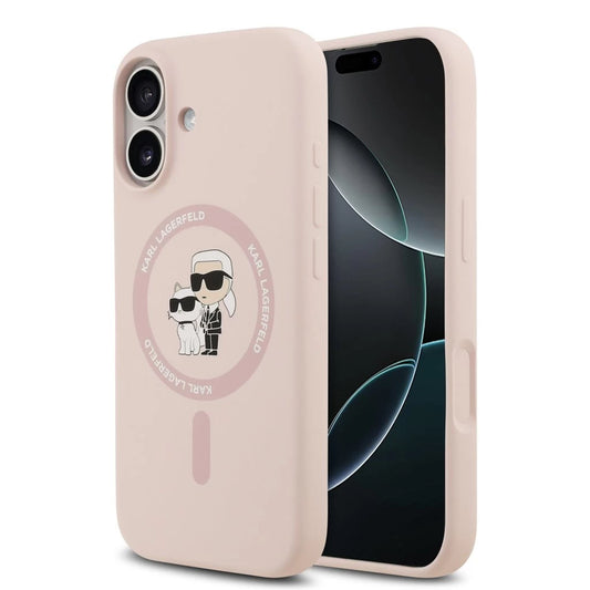 Karl Lagerfeld Liquid Silicone Karl and Choupette MagSafe tok iPhone 17 készülékhez rózsaszín