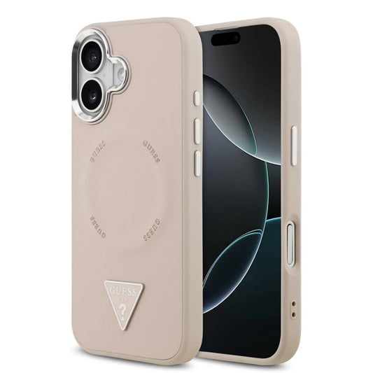 Guess PU Leather Triangle Logo MagSafe tok iPhone 17 készülékhez rózsaszín
