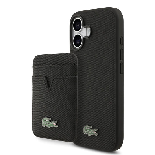 Lacoste Iconic Petit Pique MagSafe tok + pénztárca iPhone 17 készülékhez fekete