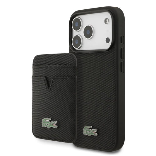 Lacoste Iconic Petit Pique MagSafe tok + pénztárca iPhone 17 Pro készülékhez fekete
