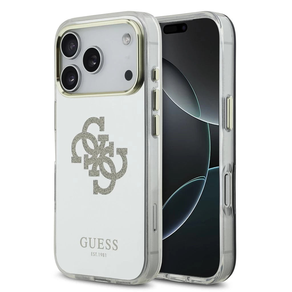 Guess PC/TPU Mirror 4G Glitter Logo MagSafe tok iPhone 17 Pro Max készülékhez arany