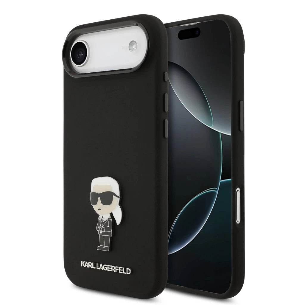 Karl Lagerfeld Liquid Silicone Metal Ikonik tok iPhone Air készülékhez fekete