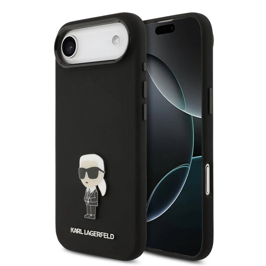 Karl Lagerfeld Liquid Silicone Metal Ikonik tok iPhone Air készülékhez fekete