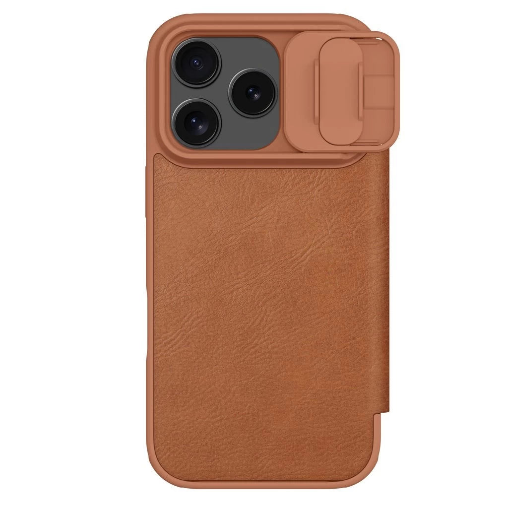 Nillkin Qin Book PRO tok Apple iPhone 17 Pro készülékhez barna