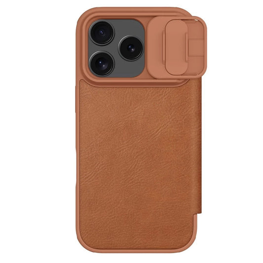 Nillkin Qin Book PRO tok Apple iPhone 17 Pro készülékhez barna