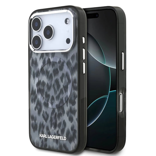 Karl Lagerfeld IML Leopard MagSafe tok iPhone 17 Pro készülékhez szürke