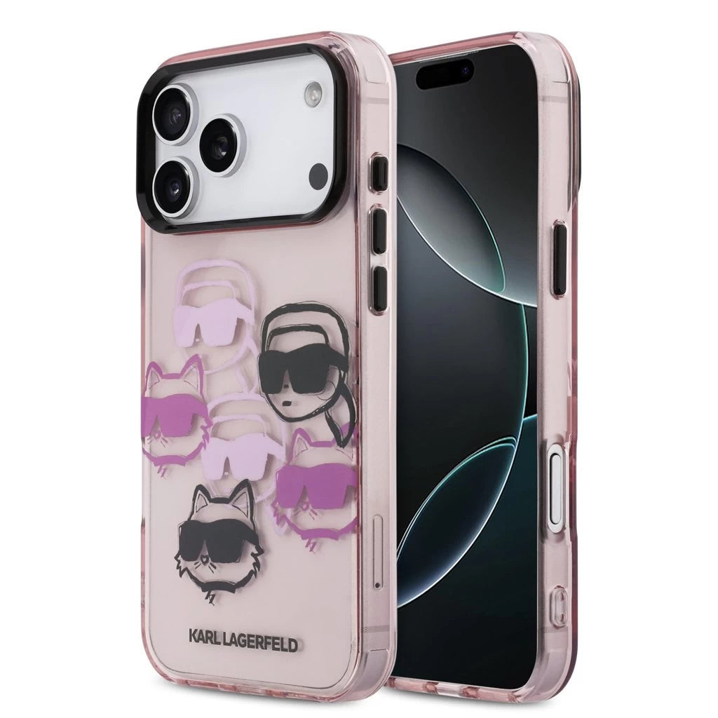 Karl Lagerfeld IML Multi K&CH Heads tok iPhone 17 Pro Max készülékhez rózsaszín