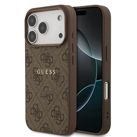 Guess PU bőr 4G Colored Ring MagSafe tok iPhone 17 Pro készülékhez barna