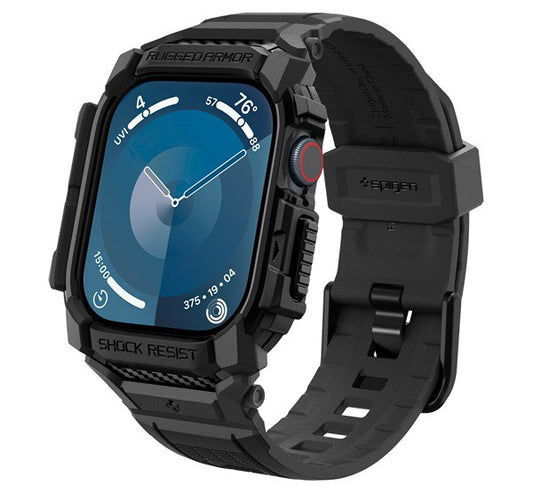 Spigen Rugged Armor Pro Apple Watch 10 (46mm) tok, Matte Black, fekete – Apple Watch Tokok a Spigen kínálatából | Domshop