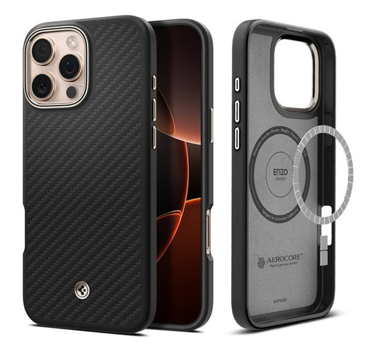 Spigen Enzo Aramid iPhone 16 Pro tok, Black Natural, fekete – iPhone 16 Pro tok a Spigen kínálatából | Domshop