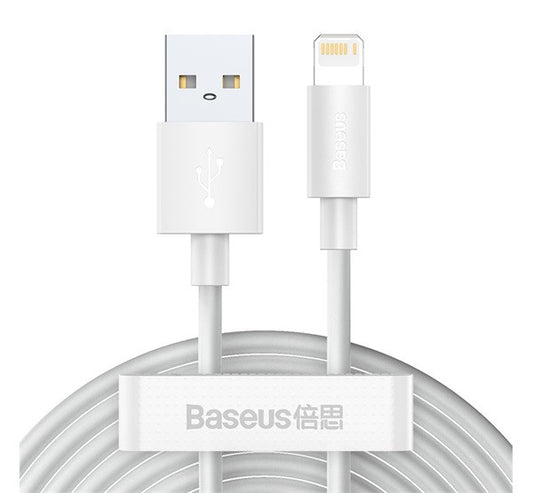 Baseus Simple Wisdom USB / Lightning adat/töltőkábel, 2,4A, 1,5m, Fehér (2db) – Lightning kábel a Baseus kínálatából | Domshop