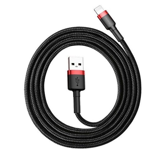 Baseus iPhone USB / Lightning adat/töltőkábel, 2,4A, 1m, Piros/Fekete – Lightning kábel a Baseus kínálatából | Domshop