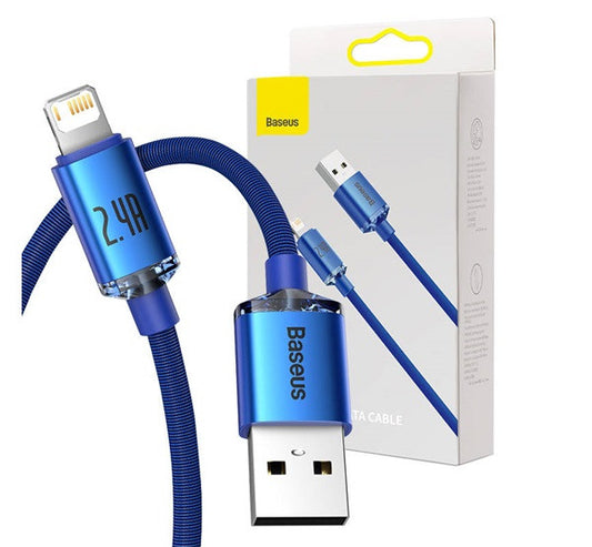 Baseus Crystal Shine USB-Lightning kábel, 2.4A, 1.2m, kék – Lightning kábel a Baseus kínálatából | Domshop